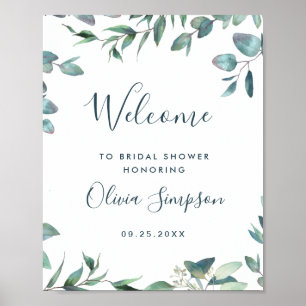 Affiche Enseigne de verdure d'eucalyptus aquarelle pour la