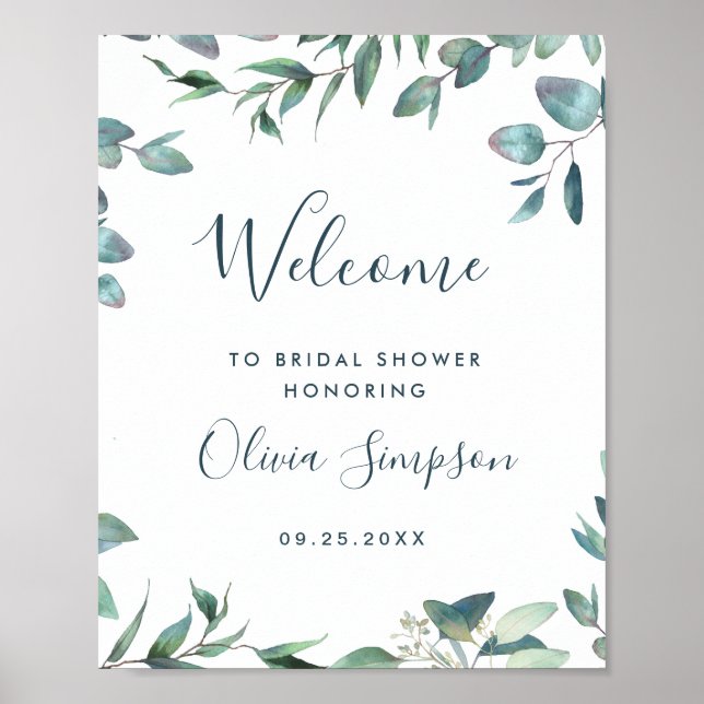 Affiche Enseigne de verdure d'eucalyptus aquarelle pour la (Devant)
