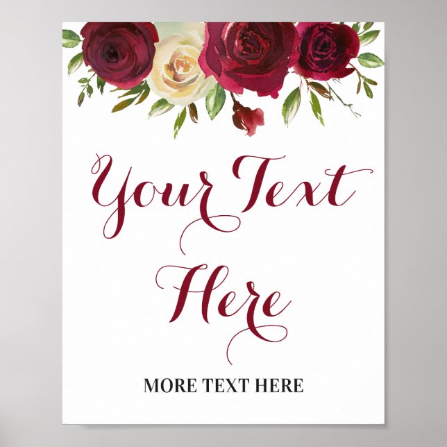 Affiche Enseigne décorative personnalisable en rouge vin d (Devant)