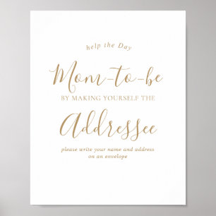 Affiche Enseigne d'enveloppe pour Baby Shower en Or Minima