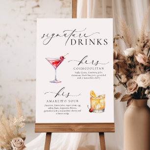 Affiche Enseigne des boissons signatures modernes et minim