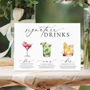 Affiche Enseigne des boissons signatures modernes et minim