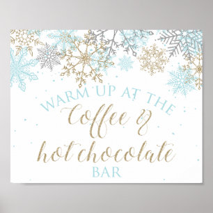 Affiche Enseigne du bar à café et chocolat chaud Winter On
