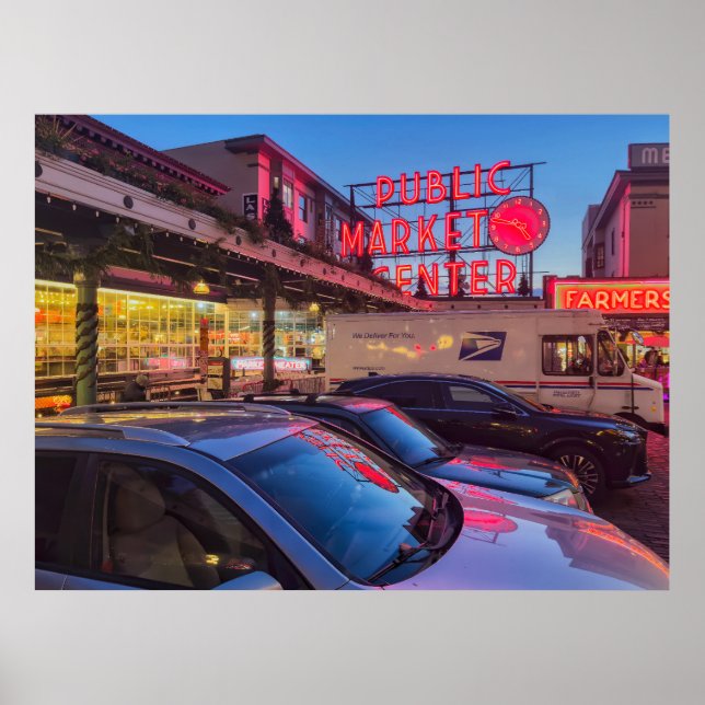 Affiche Enseigne du marché Pike de Seattle (Devant)
