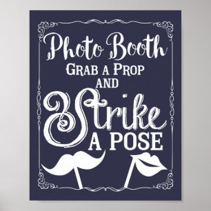 Affiche Enseigne élégante de photomaton de mariage selfie