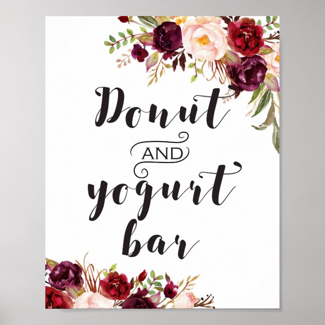 Affiche Enseigne Florale Bohème Bourgogne - Bar à Donuts e (Devant)