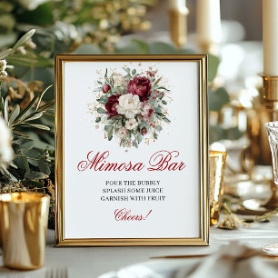 Affiche Enseigne florale Burgundy Blush Bar Mimosa Eucalyp