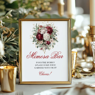 Affiche Enseigne Luxueuse Mimosa Bar Blush Burgundy Floral