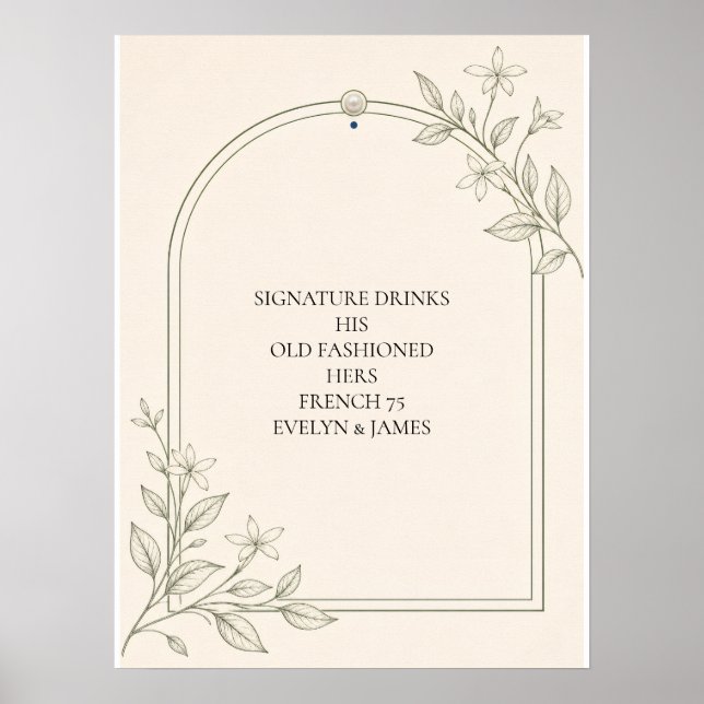 Affiche Enseigne minimale de boissons botaniques à l'olive (Devant)