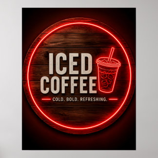 Affiche Enseigne néon café glacé