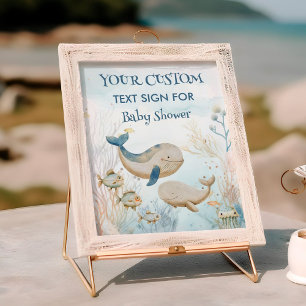 Affiche Enseigne personnalisée Baby Shower Baleine sous la