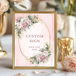 Affiche Enseigne personnalisée de luxe Boho rose blush ver