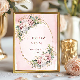 Affiche Enseigne personnalisée en eucalyptus rose poudré b