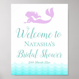 Affiche Enseigne personnalisée Mermaid and Waves 8x10"