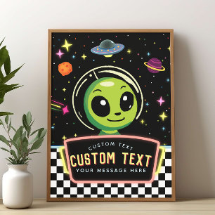 Affiche Enseigne personnalisée NeonGalaxy Espace Alien pou