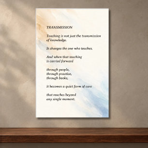 Affiche Enseignement Inspirant Poème Réfléchi Original