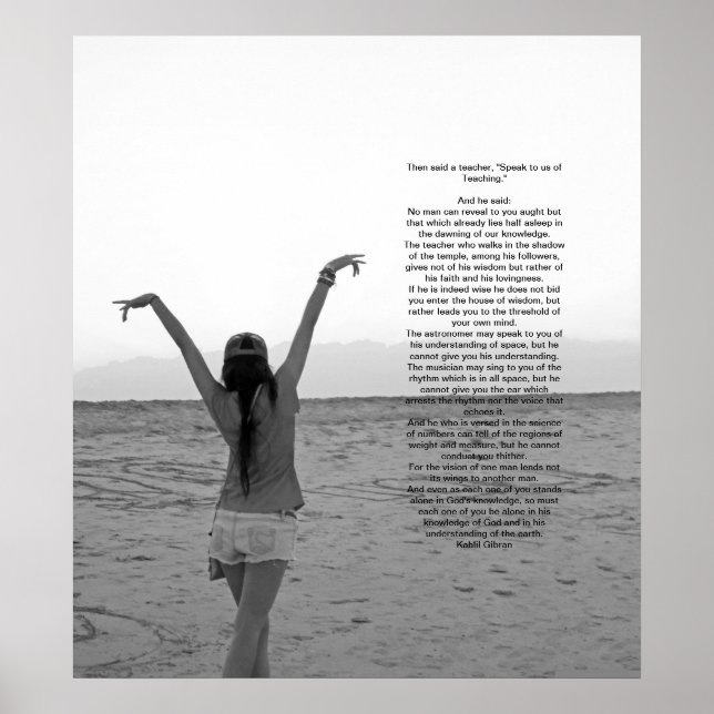 Affiche Enseignement par Kahlil Gibran (Devant)