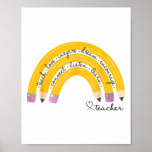 Affiche Enseigner Amour Inspirer Arc-en-ciel Crayon Enseig