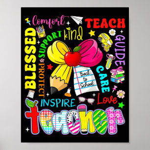 Affiche Enseigner Amour Inspirer Enseignant Enfants Crayon