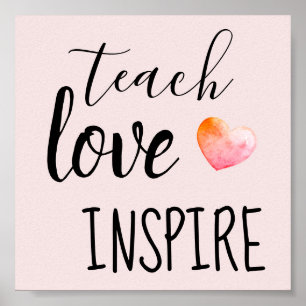 Affiche Enseigner Amour Inspirer Enseignants Rose