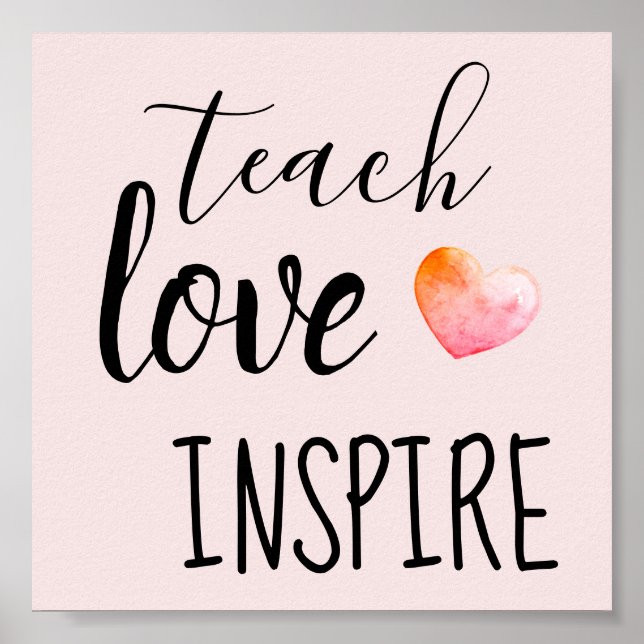 Affiche Enseigner Amour Inspirer Enseignants Rose (Devant)