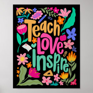 Affiche Enseigner Amour Inspirer Fleur Professeur Premier
