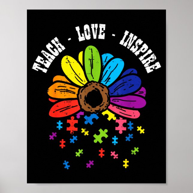 Affiche Enseigner Amour Inspirer Fleur Sensibilisation à l (Devant)