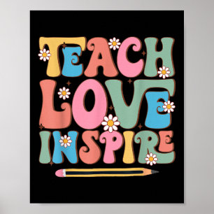 Affiche Enseigner Amour Inspirer Rétro Groovy Retour à l'é