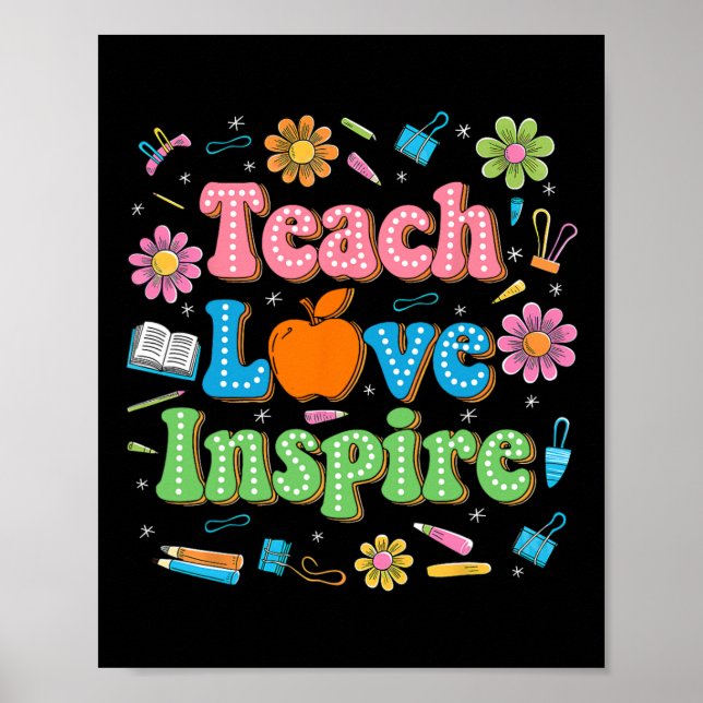 Affiche Enseigner Amour Inspirer Vie d'enseignant Inspiran (Devant)
