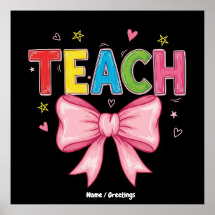 Affiche Enseigner Coquette Bow Crayon Enseignant Enfants D