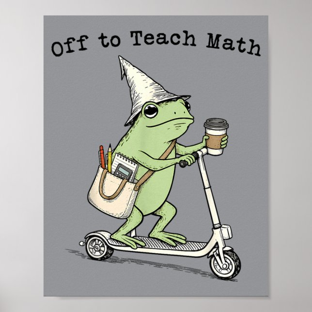 Affiche Enseigner les maths Prof Grenouille drôle retour à (Devant)