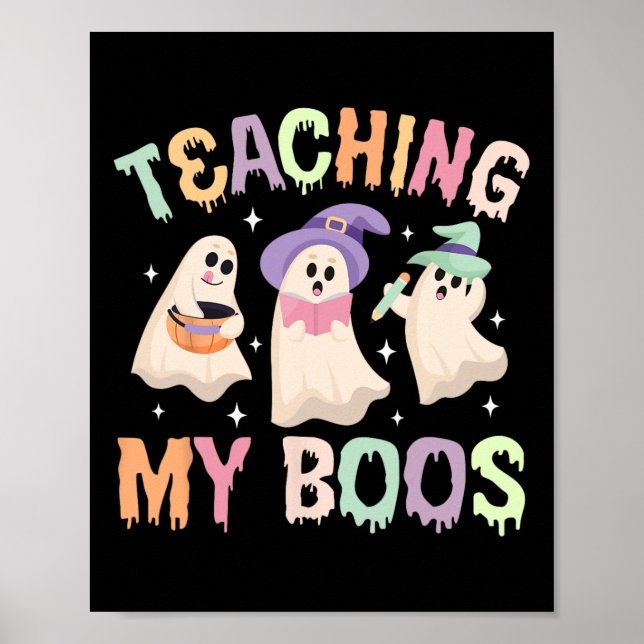 Affiche Enseigner mes livres Enseignant Éffrayant Hallowee (Devant)