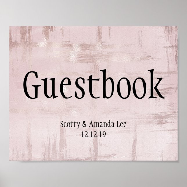 Affiche Enseignes de mariage personnalisables Rose Gold &  (Devant)