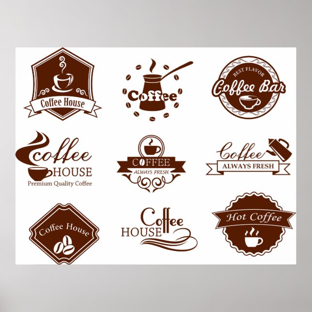 Affiche Enseignes d'étiquette de maison de café (Devant)