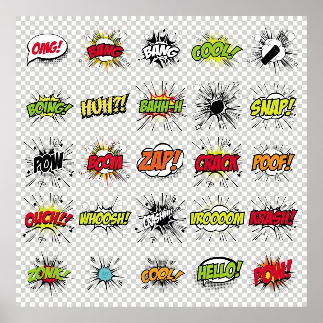 Affiche Ensemble abstrait d'objets pop art sur un dossier  (Devant)