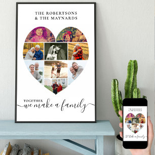Affiche Ensemble Amour Personnalisé Coeur 9 Photo Collage