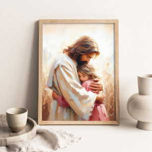 Affiche Ensemble, Art chrétien, Jésus et Fille, Jésus et