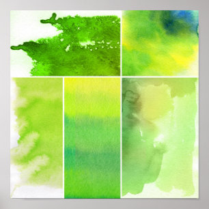 Affiche Ensemble d'abrégé sur aquarelle peint à la main