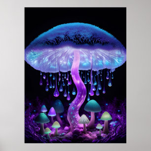 Affiche Ensemble d'affiches de champignons fantaisie biolu