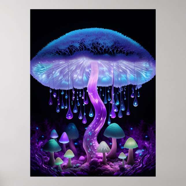 Affiche Ensemble d'affiches de champignons fantaisie biolu (Devant)