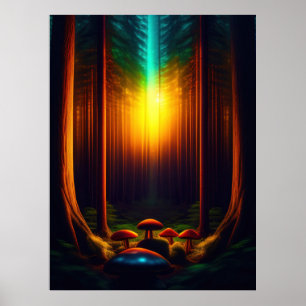Affiche Ensemble d'affiches de champignons fantaisistes bi
