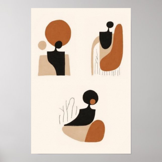 Affiche Ensemble d'art mural abstrait de femme africaine | (Devant)