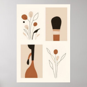 Affiche Ensemble d'art mural botanique minimaliste Flore