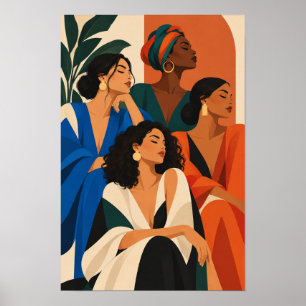 Affiche Ensemble d'art mural coloré et moderne de femmes é