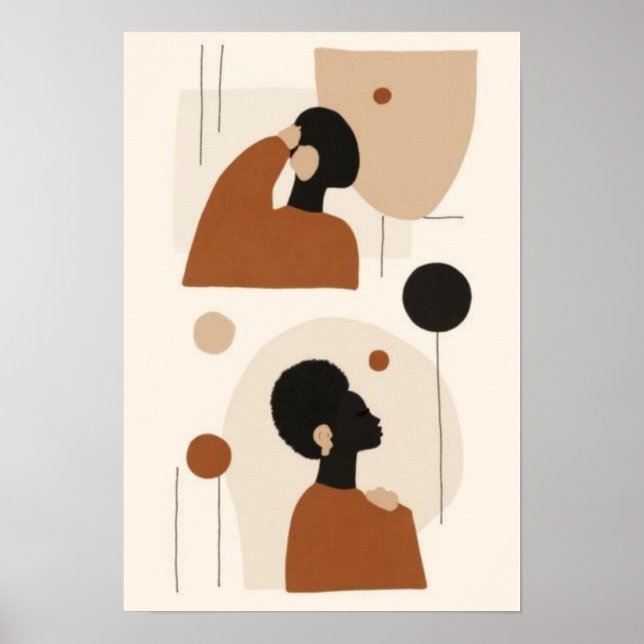 Affiche Ensemble d'art mural de portrait abstrait | Afriqu (Devant)