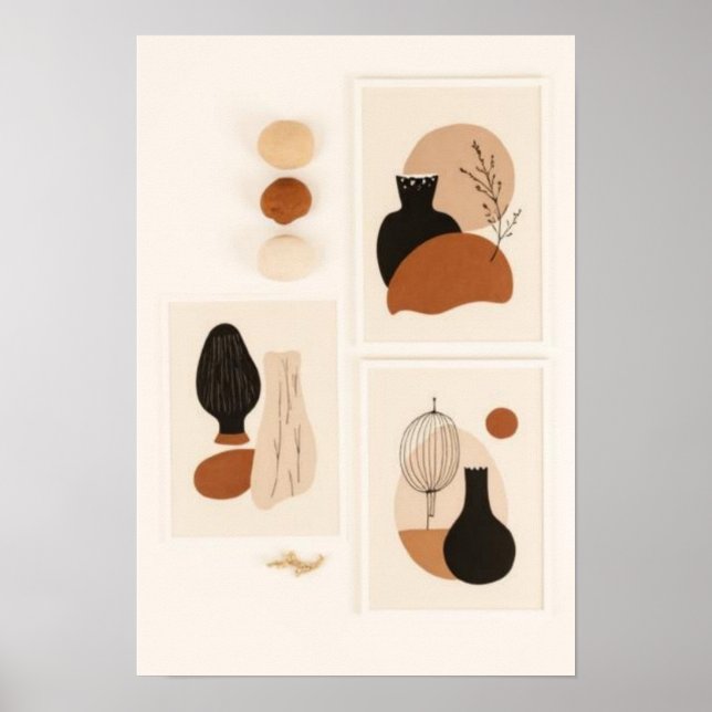 Affiche Ensemble d'art mural de vase abstrait | Moderne du (Devant)