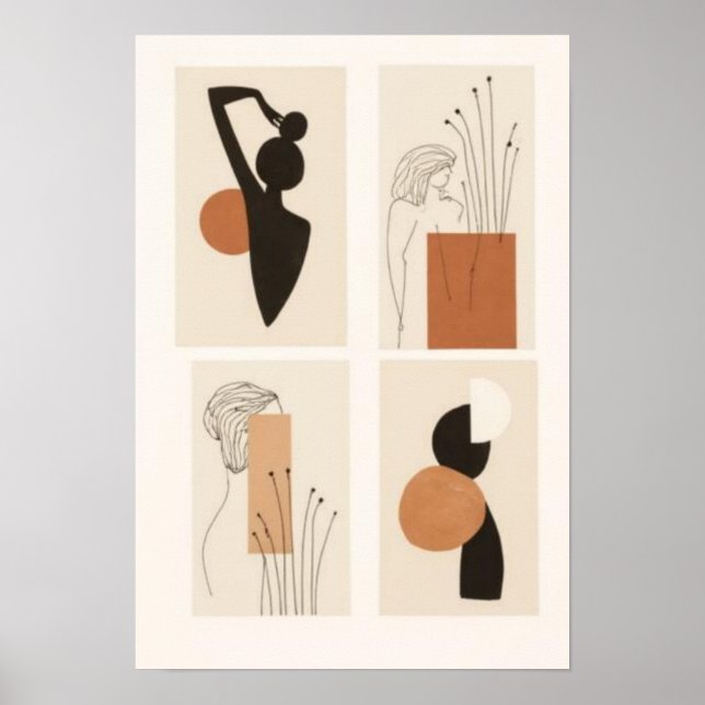 Affiche Ensemble d'art mural féminin abstrait | Minimalist (Devant)
