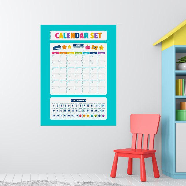 Affiche Ensemble de calendrier mignon Kawaii (Pépinière 1)