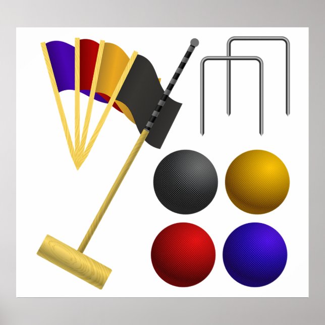 Affiche Ensemble de matériel de croquet Maillet Boules Arc (Devant)