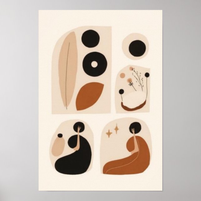 Affiche Ensemble de mur de galerie bohème abstrait | Fémin (Devant)